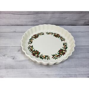 Holiday Fluted Pie Tart Dish Japan 10" Vintage